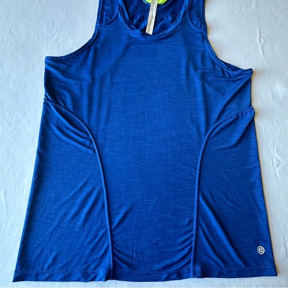 Objet d'Art Womens Tank Top Athletica Workout Gym Blue Neon Yellow Detail Size M - Picture 6 of 12